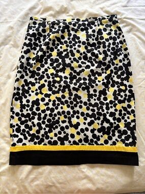 Vintage Retro Polka Dot Pencil Skirt in Black, White & Yellow size 8